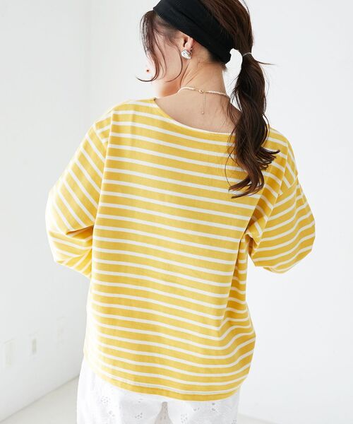 le.coeur blanc（ルクールブラン）の「バスクボーダーロンT（Tシャツ/カットソー・レディース・レッド系その他2/イエロー系その他/ブルー系その他2/ブルー系その他3/ブルー系その他4・38）」の6枚目の写真