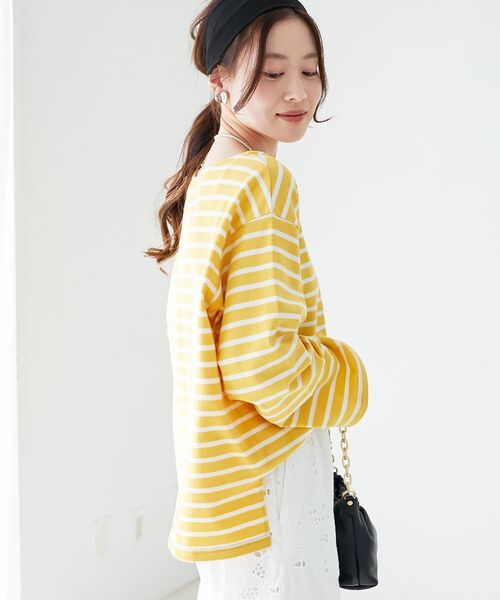 le.coeur blanc（ルクールブラン）の「バスクボーダーロンT（Tシャツ/カットソー・レディース・レッド系その他2/イエロー系その他/ブルー系その他2/ブルー系その他3/ブルー系その他4・38）」の7枚目の写真