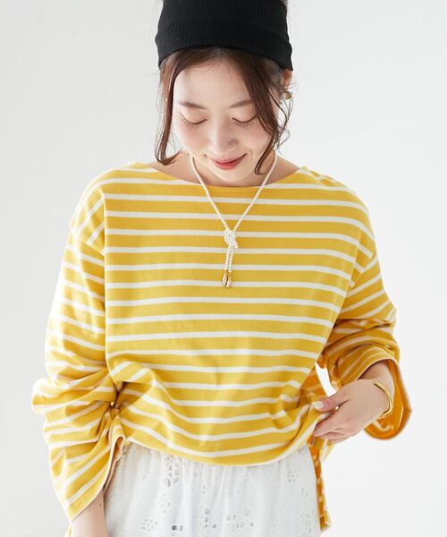 le.coeur blanc（ルクールブラン）の「バスクボーダーロンT（Tシャツ/カットソー・レディース・レッド系その他2/イエロー系その他/ブルー系その他2/ブルー系その他3/ブルー系その他4・38）」の8枚目の写真