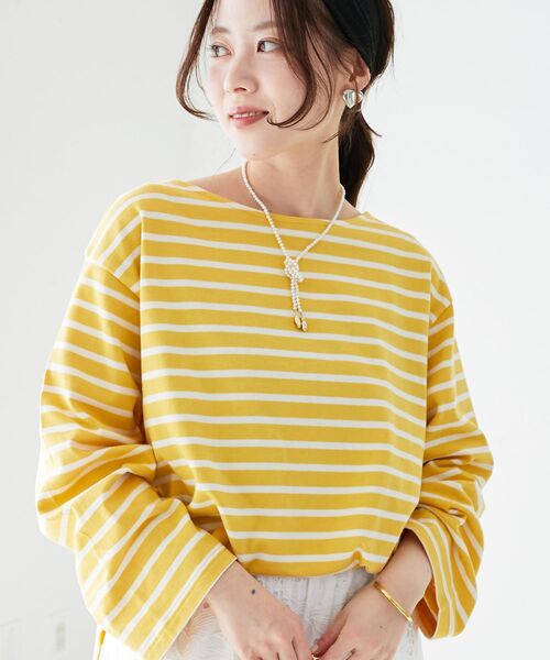 le.coeur blanc（ルクールブラン）の「バスクボーダーロンT（Tシャツ/カットソー・レディース・レッド系その他2/イエロー系その他/ブルー系その他2/ブルー系その他3/ブルー系その他4・38）」の9枚目の写真