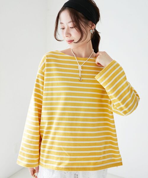 le.coeur blanc（ルクールブラン）の「バスクボーダーロンT（Tシャツ/カットソー・レディース・レッド系その他2/イエロー系その他/ブルー系その他2/ブルー系その他3/ブルー系その他4・38）」の10枚目の写真