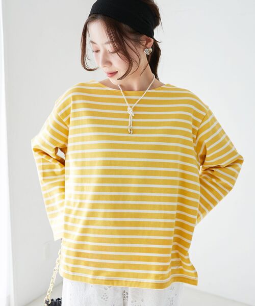 le.coeur blanc（ルクールブラン）の「バスクボーダーロンT（Tシャツ/カットソー・レディース・レッド系その他2/イエロー系その他/ブルー系その他2/ブルー系その他3/ブルー系その他4・38）」の11枚目の写真