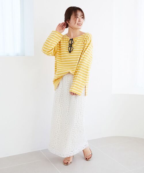 le.coeur blanc（ルクールブラン）の「バスクボーダーロンT（Tシャツ/カットソー・レディース・レッド系その他2/イエロー系その他/ブルー系その他2/ブルー系その他3/ブルー系その他4・38）」の17枚目の写真