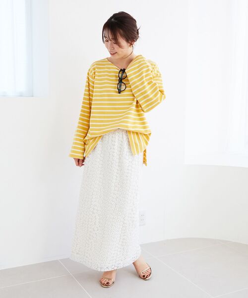 le.coeur blanc（ルクールブラン）の「バスクボーダーロンT（Tシャツ/カットソー・レディース・レッド系その他2/イエロー系その他/ブルー系その他2/ブルー系その他3/ブルー系その他4・38）」の18枚目の写真