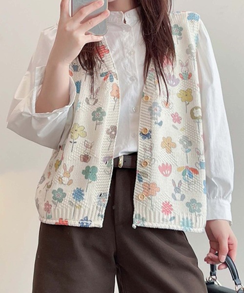 aimoha（アイモハ）の「プリント柄ニットベスト（ベスト・レディース・その他/その他18/その他17/その他16/その他21/その他8/その他7/その他6/その他5/その他20/その他19/その他15/その他14/その他13/その他12/その他11/その他10/その他9/その他4/その他3/その他2/その他1・FREE）」の8枚目の写真