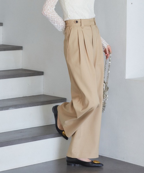 VIS（ビス）の「【洗える/防シワ】チノライクグルカワイドパンツ（その他パンツ・レディース・ベージュ/ネイビー/カーキ・S/M）」の2枚目の写真