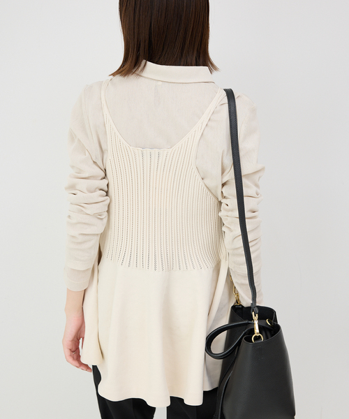 SLOBE IENA(スローブイエナ)の「コットンチュールポロシャツ(ポロシャツ・レディース・アイボリー/ネイビー/サックスブルー/ピンク・FREE)」の10枚目の写真