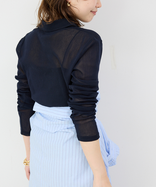 SLOBE IENA(スローブイエナ)の「コットンチュールポロシャツ(ポロシャツ・レディース・アイボリー/ネイビー/サックスブルー/ピンク・FREE)」の16枚目の写真