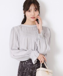 couture brooch | 【通勤・大人可愛い】シャーリングギャザーブラウス(シャツ/ブラウス)