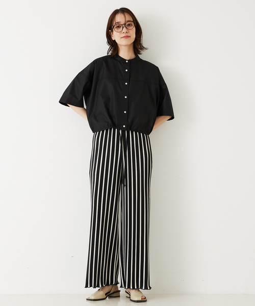 abahouse mavie（アバハウスマヴィ）の「ドロストショートシャツ（シャツ/ブラウス・レディース・ブラック/ブルー/ホワイト系その他/ブルー系その他・フリー）」の5枚目の写真