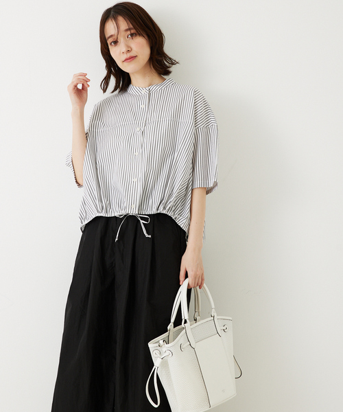 abahouse mavie（アバハウスマヴィ）の「ドロストショートシャツ（シャツ/ブラウス・レディース・ブラック/ブルー/ホワイト系その他/ブルー系その他・フリー）」の8枚目の写真