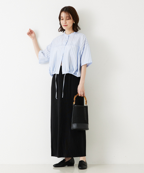 abahouse mavie（アバハウスマヴィ）の「ドロストショートシャツ（シャツ/ブラウス・レディース・ブラック/ブルー/ホワイト系その他/ブルー系その他・フリー）」の10枚目の写真