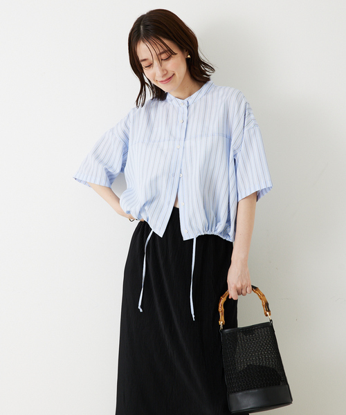 abahouse mavie（アバハウスマヴィ）の「ドロストショートシャツ（シャツ/ブラウス・レディース・ブラック/ブルー/ホワイト系その他/ブルー系その他・フリー）」の13枚目の写真