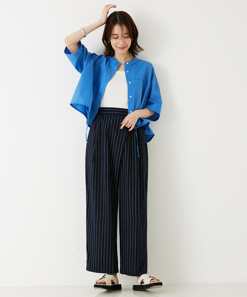 abahouse mavie（アバハウスマヴィ）の「ドロストショートシャツ（シャツ/ブラウス・レディース・ブラック/ブルー/ホワイト系その他/ブルー系その他・フリー）」の16枚目の写真