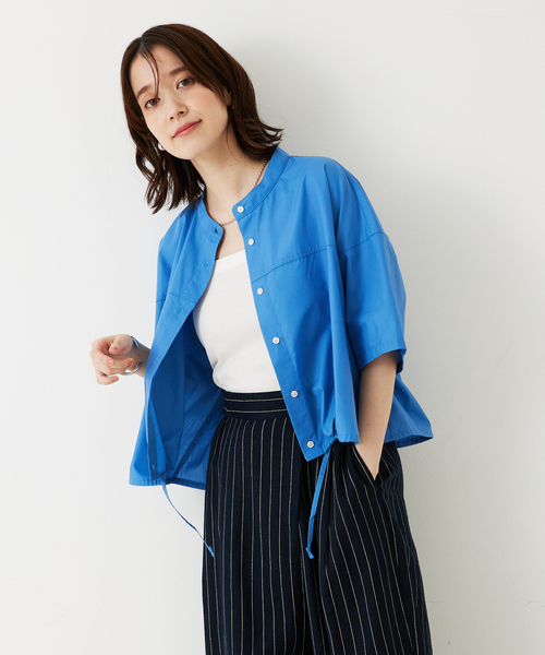 abahouse mavie（アバハウスマヴィ）の「ドロストショートシャツ（シャツ/ブラウス・レディース・ブラック/ブルー/ホワイト系その他/ブルー系その他・フリー）」の18枚目の写真