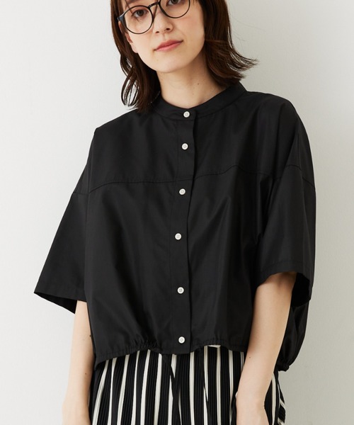 abahouse mavie（アバハウスマヴィ）の「ドロストショートシャツ（シャツ/ブラウス・レディース・ブラック/ブルー/ホワイト系その他/ブルー系その他・フリー）」の2枚目の写真