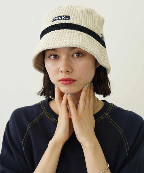 NEW ERA（ニューエラ）の「MILKFED. × NEWERA BAR KNIT HAT（ハット・レディース・オフホワイト/ブラック・ONE SIZE）」の2枚目の写真