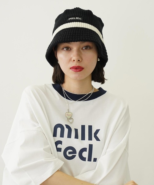 NEW ERA（ニューエラ）の「MILKFED. × NEWERA BAR KNIT HAT（ハット・レディース・オフホワイト/ブラック・ONE SIZE）」の7枚目の写真