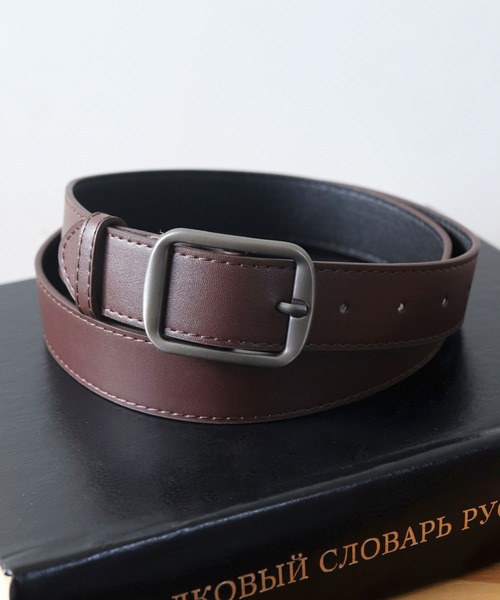 florist（フローリスト）の「【メンズ・レディース兼用】艶消しシルバーバックルレザーライクワイドベルト（ベルト・レディース・モカ/ブラック/ホワイト/キャメル・ONESIZE）」の3枚目の写真