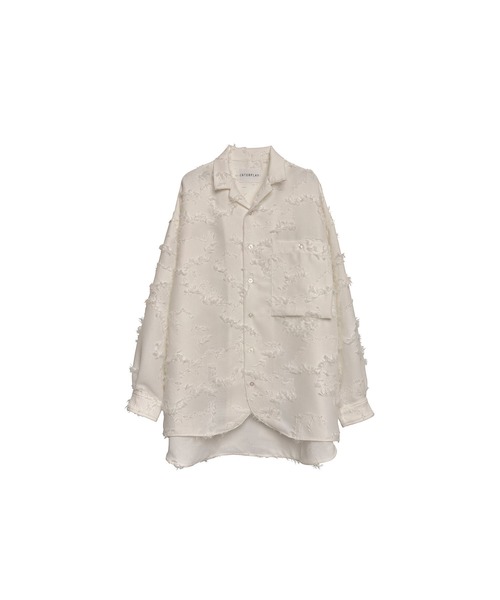 INTERPLAY（インタープレイ）の「【INTERPLAY】Open Collar Over Size Shirt【4：Jacquard Fringe】(UNISEX)（シャツ/ブラウス・メンズ・ホワイト/ライトグレー/イエロー・FREE）」の4枚目の写真
