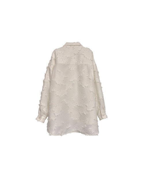 INTERPLAY（インタープレイ）の「【INTERPLAY】Open Collar Over Size Shirt【4：Jacquard Fringe】(UNISEX)（シャツ/ブラウス・メンズ・ホワイト/ライトグレー/イエロー・FREE）」の5枚目の写真