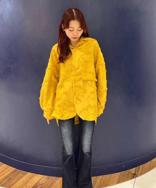 INTERPLAY（インタープレイ）の「【INTERPLAY】Open Collar Over Size Shirt【4：Jacquard Fringe】(UNISEX)（シャツ/ブラウス・メンズ・ホワイト/ライトグレー/イエロー・FREE）」の14枚目の写真