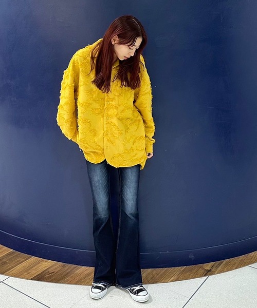 INTERPLAY（インタープレイ）の「【INTERPLAY】Open Collar Over Size Shirt【4：Jacquard Fringe】(UNISEX)（シャツ/ブラウス・メンズ・ホワイト/ライトグレー/イエロー・FREE）」の15枚目の写真