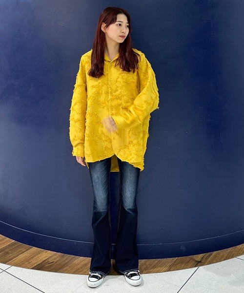 INTERPLAY（インタープレイ）の「【INTERPLAY】Open Collar Over Size Shirt【4：Jacquard Fringe】(UNISEX)（シャツ/ブラウス・メンズ・ホワイト/ライトグレー/イエロー・FREE）」の16枚目の写真