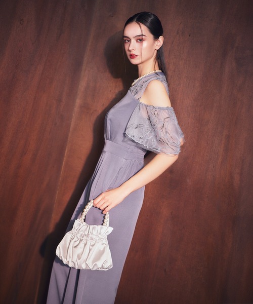 darial（ダリアル）の「【darial】2way fringe lace pants dress 2way フリンジ レース パンツドレス お呼ばれ 結婚式 二次会 成人式 同窓会 セレモニードレス パーティドレス オケージョンドレス（パンツドレス・レディース・ブルー/ブラック/キャメル・L/M/S）」の6枚目の写真