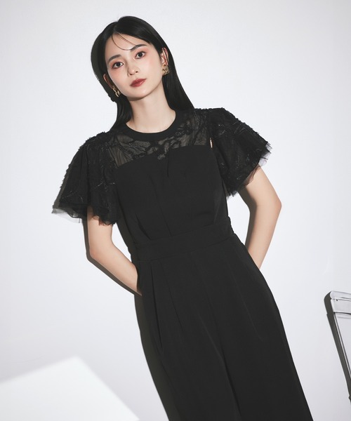 darial（ダリアル）の「【darial】2way fringe lace pants dress 2way フリンジ レース パンツドレス お呼ばれ 結婚式 二次会 成人式 同窓会 セレモニードレス パーティドレス オケージョンドレス（パンツドレス・レディース・ブルー/ブラック/キャメル・L/M/S）」の12枚目の写真