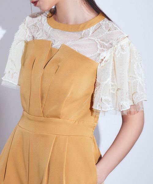 darial（ダリアル）の「【darial】2way fringe lace pants dress 2way フリンジ レース パンツドレス お呼ばれ 結婚式 二次会 成人式 同窓会 セレモニードレス パーティドレス オケージョンドレス（パンツドレス・レディース・ブルー/ブラック/キャメル・L/M/S）」の17枚目の写真