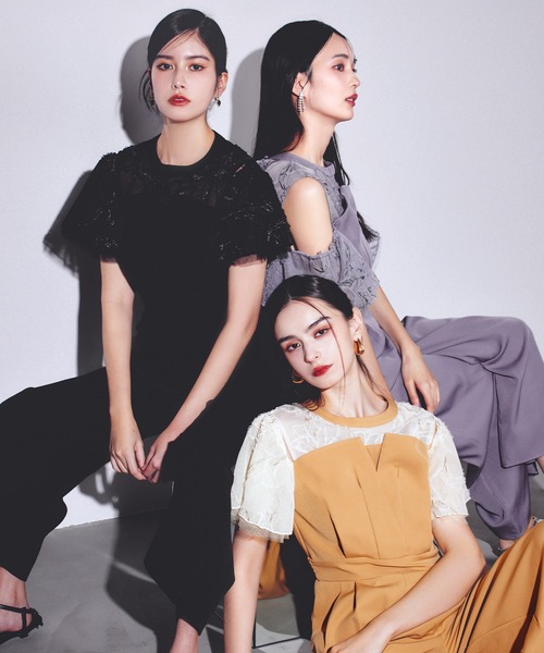 darial（ダリアル）の「【darial】2way fringe lace pants dress 2way フリンジ レース パンツドレス お呼ばれ 結婚式 二次会 成人式 同窓会 セレモニードレス パーティドレス オケージョンドレス（パンツドレス・レディース・ブルー/ブラック/キャメル・L/M/S）」の18枚目の写真