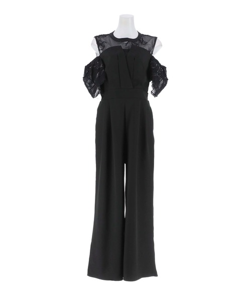 結婚式　パンツドレス2WAY darial】2way fringe lace pants dress 2way フリンジ レース