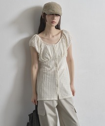 UNE MANSION | 【UNE ORIGINAL】 ユニークレースジャガードウエストマークリボンパフミニドレスワンピース(Tシャツ/カットソー)