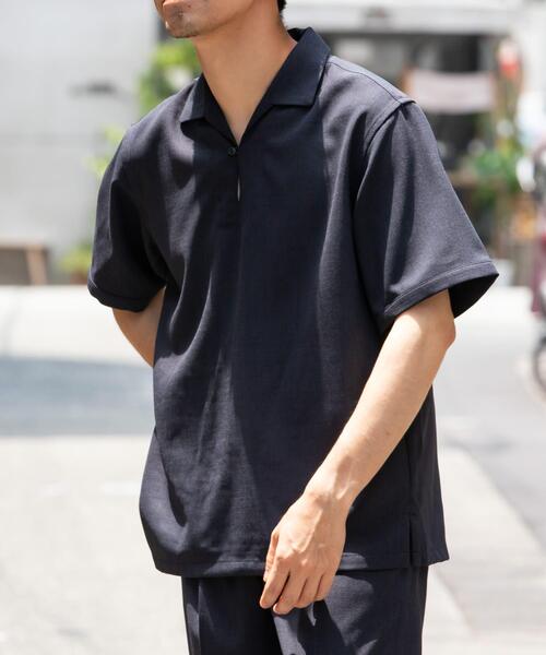 URBAN RESEARCH ROSSO MEN(アーバンリサーチロッソメン)の「『WEB限定』『セットアップ対応』パナマ風スキッパーシャツ(シャツ/ブラウス・メンズ・ネイビー/モカ/ブラック/グレー系その他・LARGE/MEDIUM)」の4枚目の写真