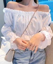 オフショルフリルブラウス