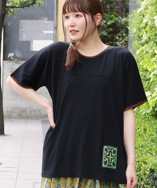 ブランケット　ティシャツ　2点 ブランケットステッチトリムTシャツ（Tシャツ/カットソー