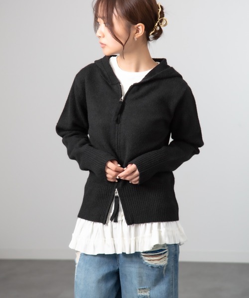 HALEY PESCA(ヘーリーペスカ)の「HALEY PESCA /裾フリル 長袖レイヤードチュニック(Tシャツ/カットソー・レディース・ブラック/ホワイト・SMALL/MEDIUM/LARGE)」の17枚目の写真