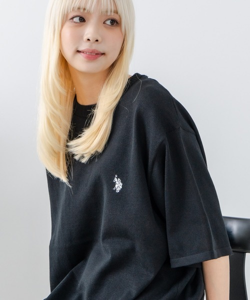 U.S. POLO ASSN.(ユーエスポロアッスン)の「【U.S. POLO ASSN./ユーエスポロアッスン】ワンポイントニットTシャツ(Tシャツ/カットソー・メンズ・ベージュ/カーキ/ブラック/ダークブルー・L/M)」の1枚目の写真