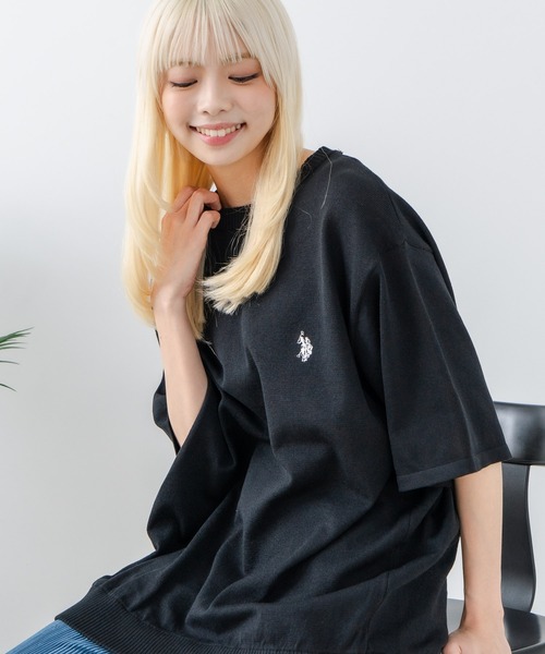 U.S. POLO ASSN.(ユーエスポロアッスン)の「【U.S. POLO ASSN./ユーエスポロアッスン】ワンポイントニットTシャツ(Tシャツ/カットソー・メンズ・ベージュ/カーキ/ブラック/ダークブルー・L/M)」の9枚目の写真