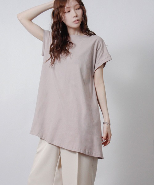 Social GIRL(ソーシャルガール)の「接触冷感フレアチュニック フレンチスリーブ 半袖Tシャツ(Tシャツ/カットソー・レディース・ブラック/グレイッシュベージュ/ブルー/オフホワイト/チャコール・M)」の21枚目の写真