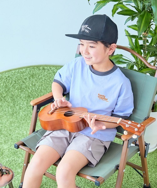 devirock(デビロック)の「【おーちゃんコラボ】親子で使える フラットバイザー メッシュキャップ(キャップ・キッズ・サックスブルー系/アイボリー/ブラック・52/54/56/58)」の5枚目の写真