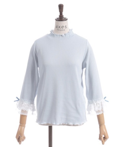 axes femme（アクシーズファム）の「レース重ねデザイン袖プルオーバー（Tシャツ/カットソー・レディース・ブラック/キナリ/サックスブルー/ピンク・FREE）」の13枚目の写真
