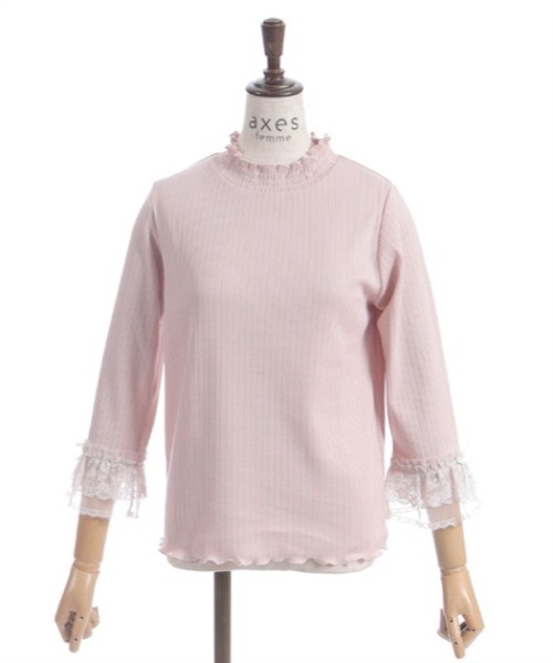 axes femme（アクシーズファム）の「レース重ねデザイン袖プルオーバー（Tシャツ/カットソー・レディース・ブラック/キナリ/サックスブルー/ピンク・FREE）」の19枚目の写真