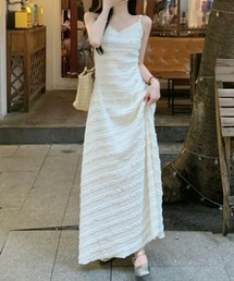 Vネックロングキャミワンピース