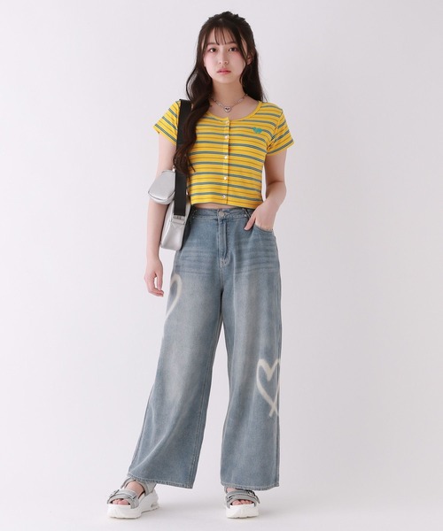 repipi armario（レピピ アルマリオ）の「マルチボーダーチビトップス（Tシャツ/カットソー・キッズ・グリーン系/ピンク系/イエロー系・SMALL/MEDIUM/LARGE）」の7枚目の写真