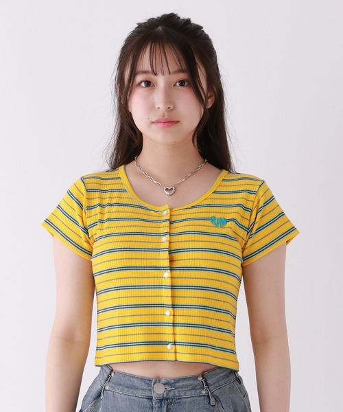 repipi armario（レピピ アルマリオ）の「マルチボーダーチビトップス（Tシャツ/カットソー・キッズ・グリーン系/ピンク系/イエロー系・SMALL/MEDIUM/LARGE）」の8枚目の写真