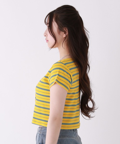 repipi armario（レピピ アルマリオ）の「マルチボーダーチビトップス（Tシャツ/カットソー・キッズ・グリーン系/ピンク系/イエロー系・SMALL/MEDIUM/LARGE）」の9枚目の写真