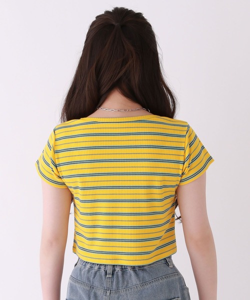 repipi armario（レピピ アルマリオ）の「マルチボーダーチビトップス（Tシャツ/カットソー・キッズ・グリーン系/ピンク系/イエロー系・SMALL/MEDIUM/LARGE）」の10枚目の写真