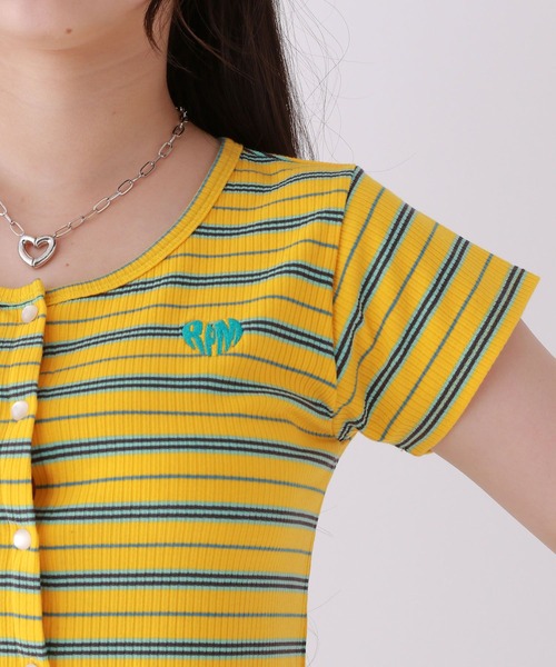 repipi armario（レピピ アルマリオ）の「マルチボーダーチビトップス（Tシャツ/カットソー・キッズ・グリーン系/ピンク系/イエロー系・SMALL/MEDIUM/LARGE）」の12枚目の写真